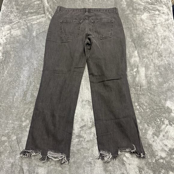We The Free Jeans Women's Sz.28 Black Maggie Straight Jean Raw Hem Distressed - Picture 6 of 13